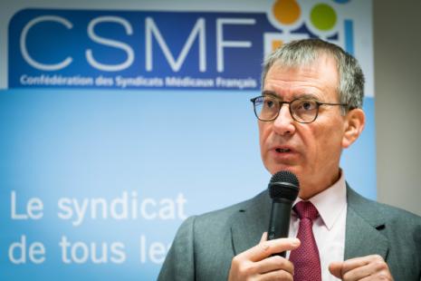 Le Dr Jean-Paul Ortiz, président de la CSMF, lors d'une conférence de presse, le 18 janvier 2018.